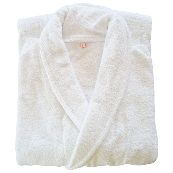 Bademantil beli sa šal kragnom hotelski